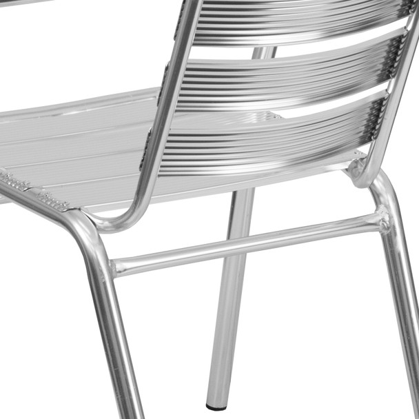 Lila Heavy Duty Commercial Aluminum Indoor-Outdoor Restaurant Stack Chair with Triple Slat Back