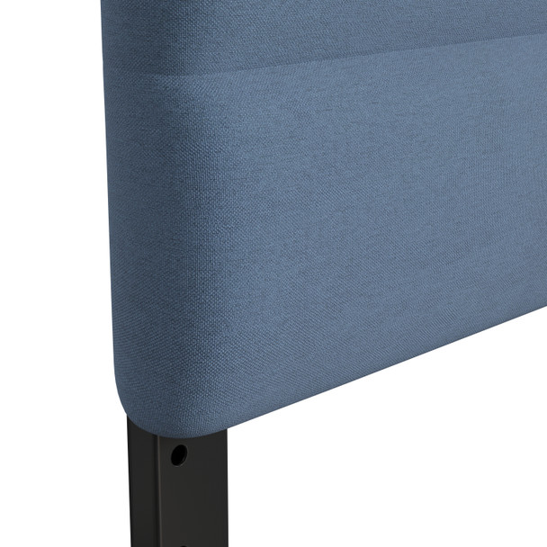 Paxton Full Channel Stitched Fabric Upholstered Headboard, Adjustable Height from  44.5" to 57.25" - Blue