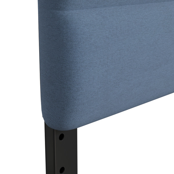 Paxton Twin Channel Stitched Fabric Upholstered Headboard, Adjustable Height from  44.5" to 57.25" - Blue