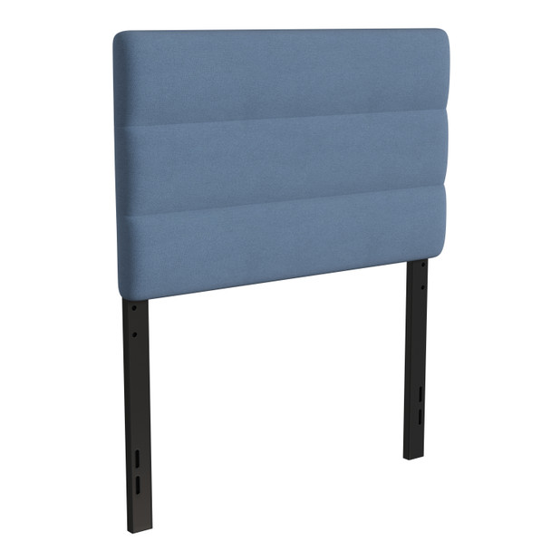 Paxton Twin Channel Stitched Fabric Upholstered Headboard, Adjustable Height from  44.5" to 57.25" - Blue