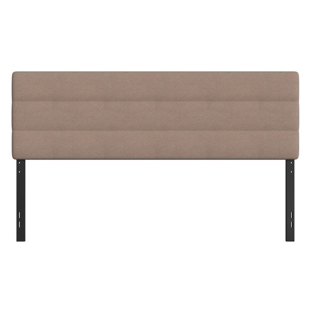 Paxton King Channel Stitched Fabric Upholstered Headboard, Adjustable Height from  44.5" to 57.25" - Taupe