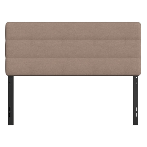 Paxton Queen Channel Stitched Fabric Upholstered Headboard, Adjustable Height from  44.5" to 57.25" - Taupe