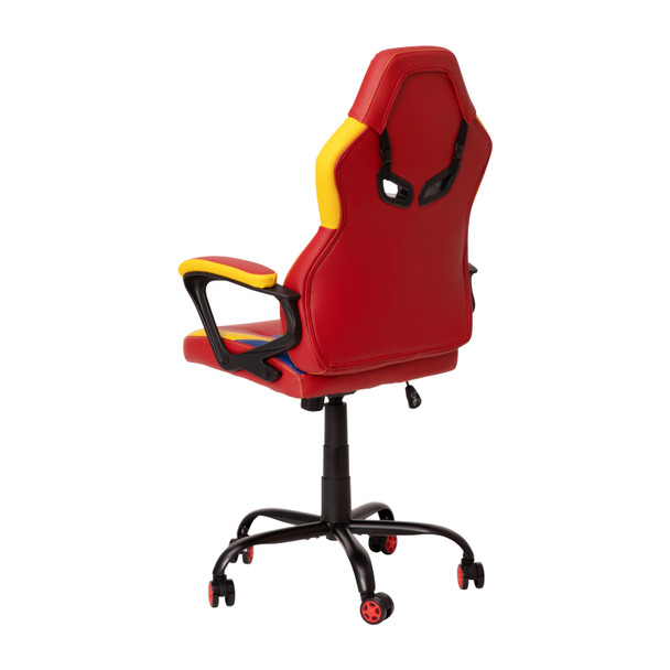 Stone Ergonomic Office Computer Chair - Adjustable Red & Yellow Designer Gaming Chair - 360° Swivel - Red Dual Wheel Casters