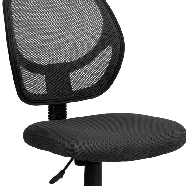 Neri Low Back Gray Mesh Swivel Task Office Chair with Curved Square Back