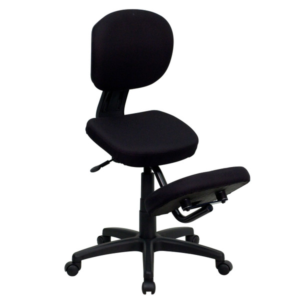 Tatum Mobile Ergonomic Kneeling Posture Task Office Chair with Back in Black Fabric