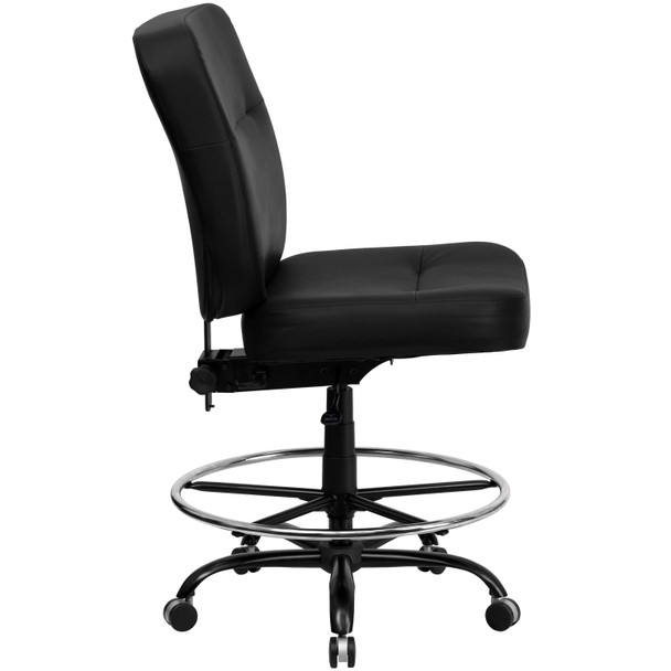 HERCULES Series Big & Tall 400 lb. Rated Black LeatherSoft Ergonomic Drafting Chair