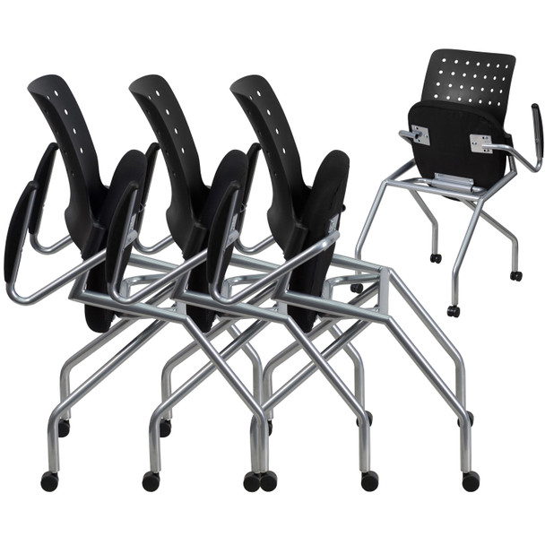 Galaxy Mobile Nesting Chair with Arms and Black Fabric Seat
