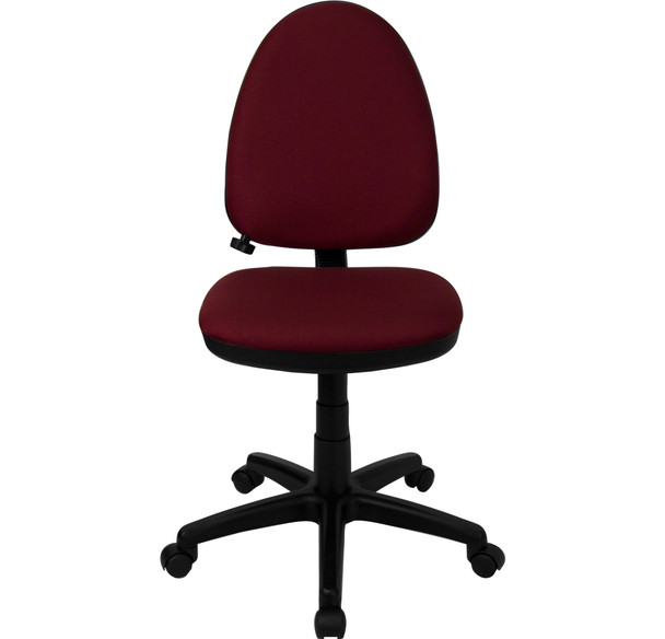 Mid-Back Burgundy Fabric Multifunction Swivel Ergonomic Task Office Chair with Adjustable Lumbar Support