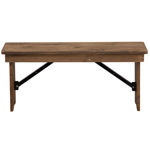 HERCULES Series 40'' x 12'' Antique Rustic Solid Pine Folding Farm Bench