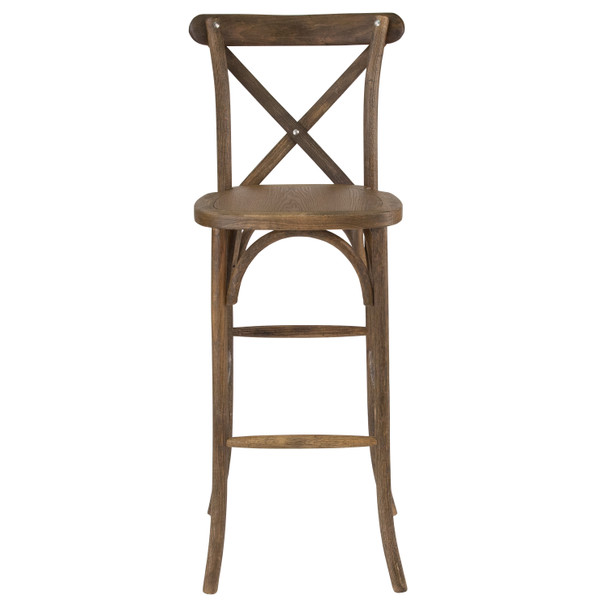 HERCULES Series Dark Antique Wood Cross Back Barstool