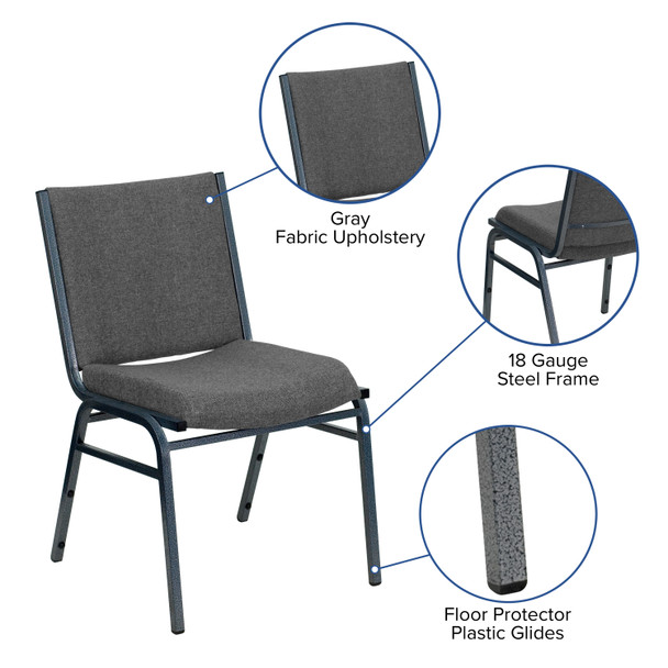 HERCULES Series Heavy Duty Gray Fabric Stack Chair