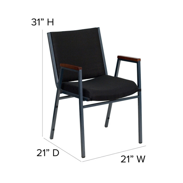 HERCULES Series Heavy Duty Black Dot Fabric Stack Chair with Arms