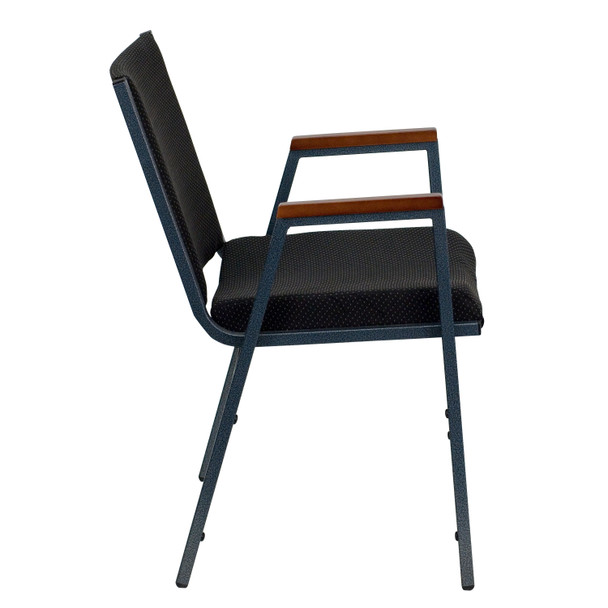 HERCULES Series Heavy Duty Black Dot Fabric Stack Chair with Arms