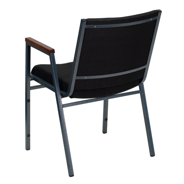 HERCULES Series Heavy Duty Black Dot Fabric Stack Chair with Arms