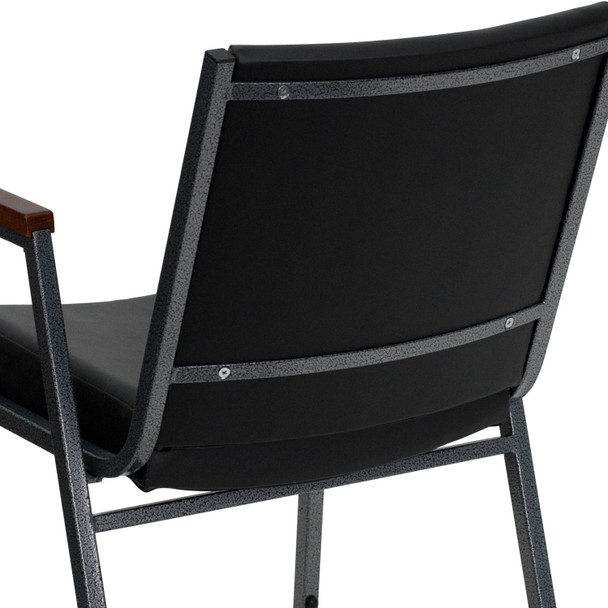 HERCULES Series Heavy Duty Black Vinyl Stack Chair with Arms