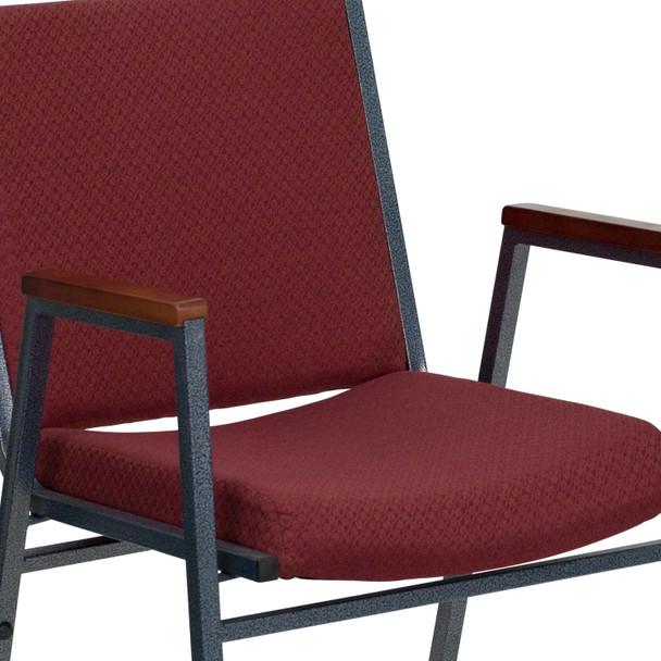 HERCULES Series Heavy Duty Burgundy Patterned Fabric Stack Chair with Arms