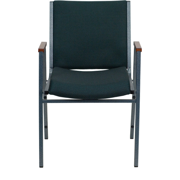 HERCULES Series Heavy Duty Green Patterned Fabric Stack Chair with Arms