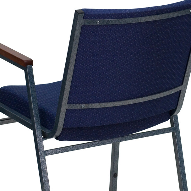 HERCULES Series Heavy Duty Navy Blue Dot Fabric Stack Chair with Arms