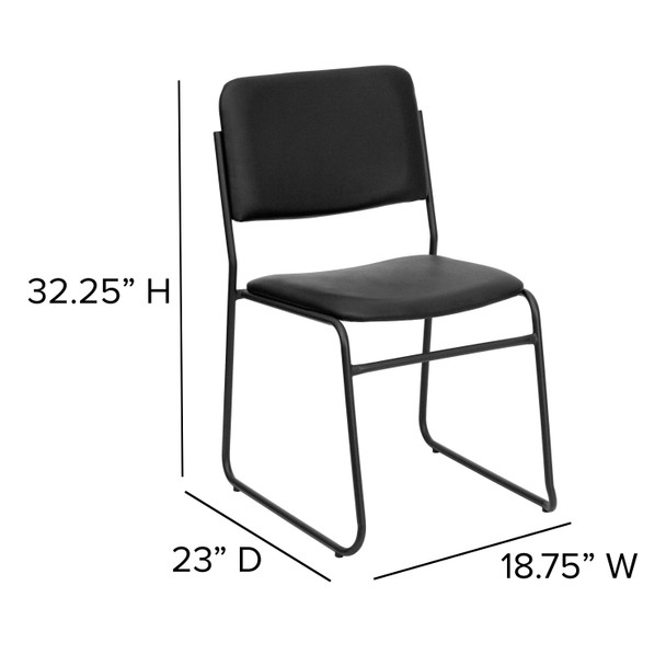 HERCULES Series 500 lb. Capacity High Density Black Vinyl Stacking Chair with Sled Base