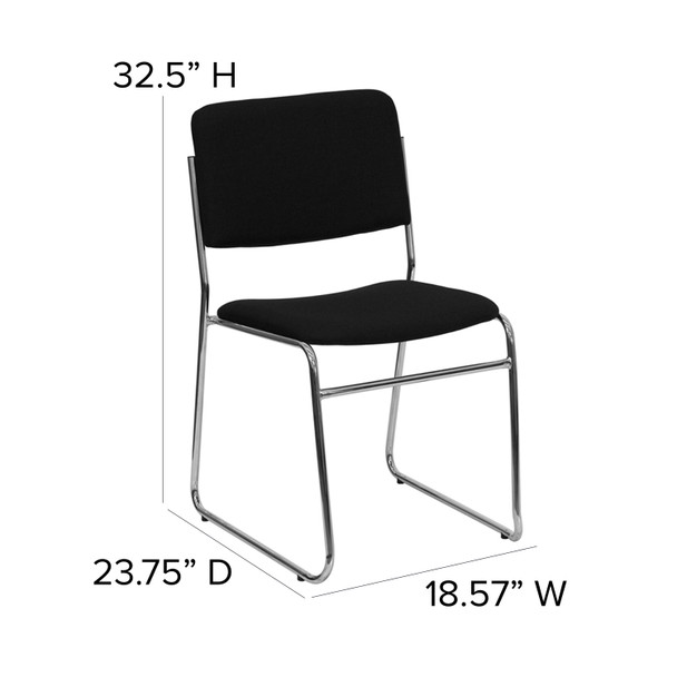 HERCULES Series 500 lb. Capacity Black Fabric High Density Stacking Chair with Chrome Sled Base