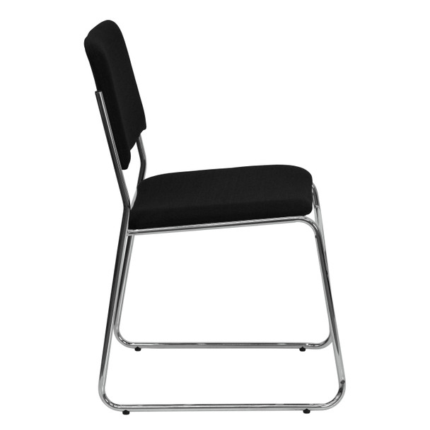 HERCULES Series 500 lb. Capacity Black Fabric High Density Stacking Chair with Chrome Sled Base