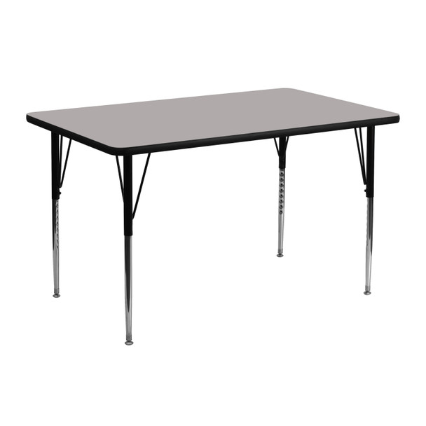 Wren 24''W x 48''L Rectangular Grey HP Laminate Activity Table - Standard Height Adjustable Legs