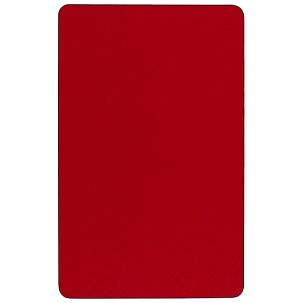 Wren Mobile 24''W x 48''L Rectangular Red Thermal Laminate Activity Table - Height Adjustable Short Legs