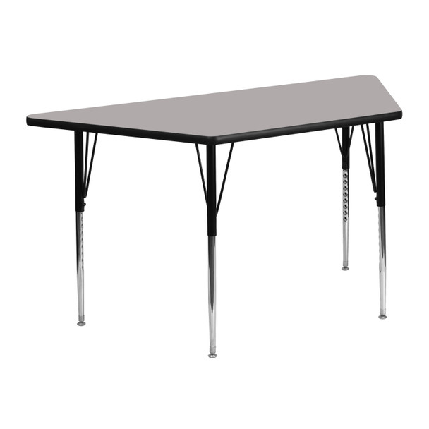 Wren 22.5''W x 45''L Trapezoid Grey HP Laminate Activity Table - Standard Height Adjustable Legs