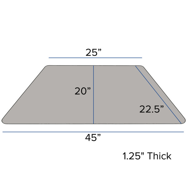 Wren Mobile 22.5''W x 45''L Trapezoid Grey HP Laminate Activity Table - Standard Height Adjustable Legs