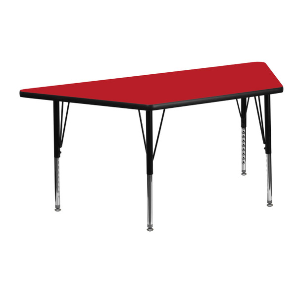 Wren 22.5''W x 45''L Trapezoid Red HP Laminate Activity Table - Height Adjustable Short Legs