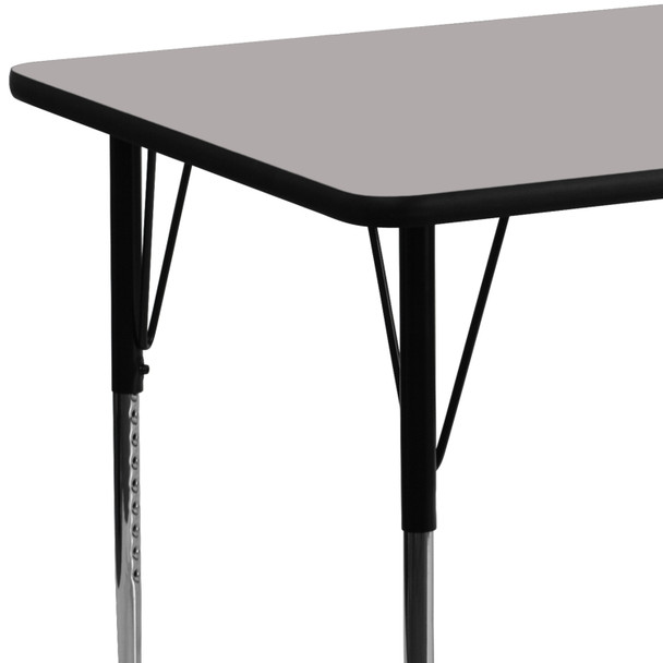Wren 24''W x 60''L Rectangular Grey HP Laminate Activity Table - Standard Height Adjustable Legs