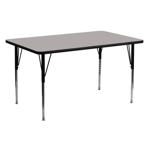 Wren 24''W x 60''L Rectangular Grey HP Laminate Activity Table - Standard Height Adjustable Legs