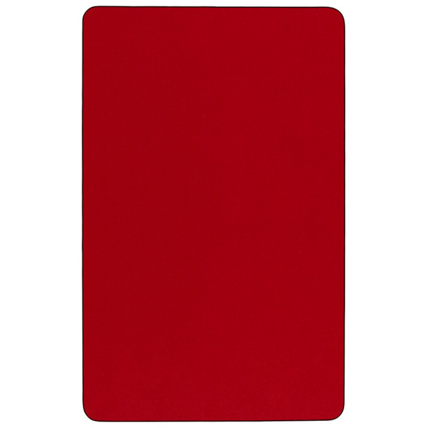 Wren Mobile 30''W x 48''L Rectangular Red Thermal Laminate Activity Table - Height Adjustable Short Legs