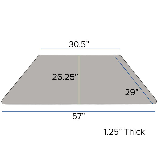 Wren 29''W x 57''L Trapezoid Grey HP Laminate Activity Table - Height Adjustable Short Legs