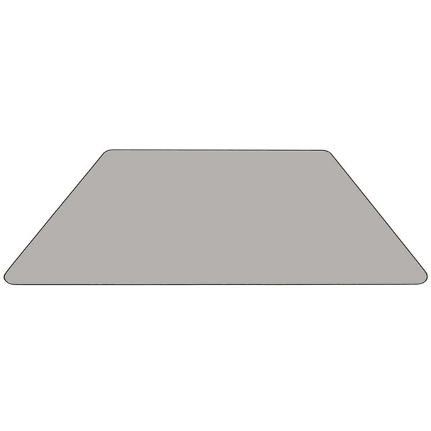 Wren 29''W x 57''L Trapezoid Grey Thermal Laminate Activity Table - Standard Height Adjustable Legs