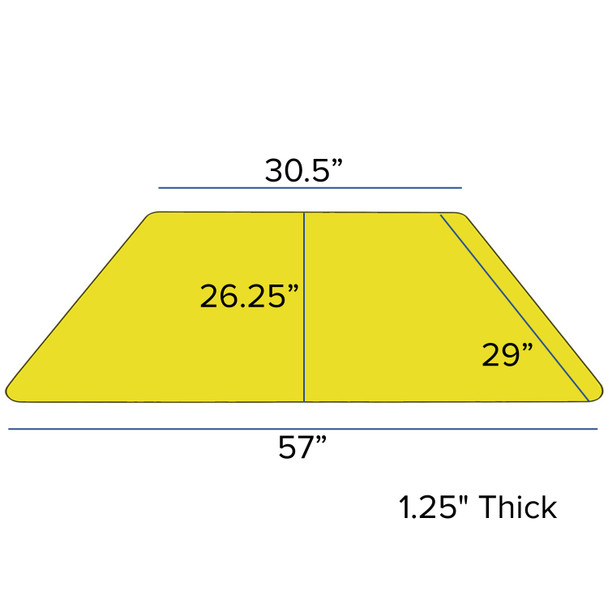 Wren Mobile 29''W x 57''L Trapezoid Yellow Thermal Laminate Activity Table - Standard Height Adjustable Legs