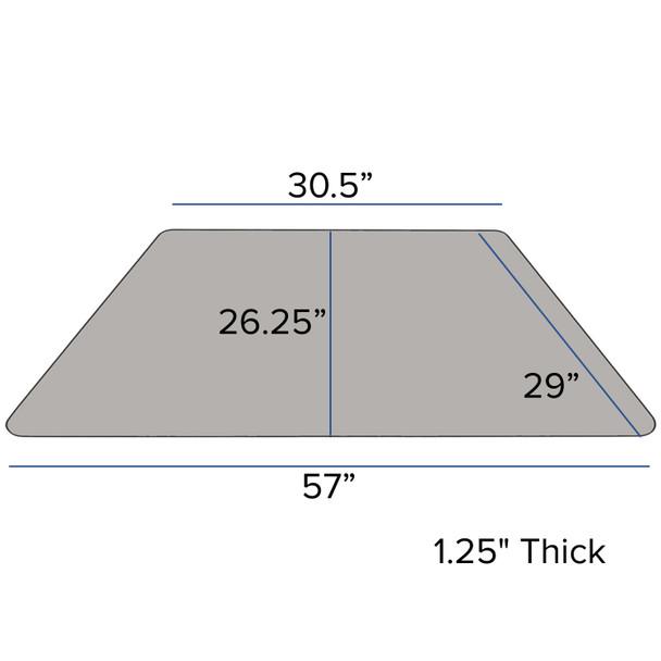 Wren 29''W x 57''L Trapezoid Grey Thermal Laminate Activity Table - Height Adjustable Short Legs