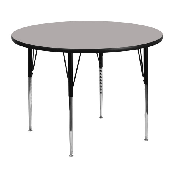 Wren 48'' Round Grey HP Laminate Activity Table - Standard Height Adjustable Legs