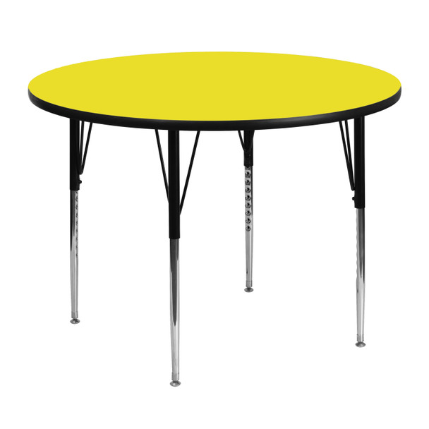 Wren 48'' Round Yellow HP Laminate Activity Table - Standard Height Adjustable Legs