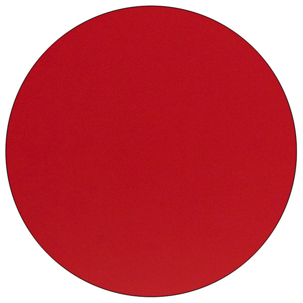 Wren Mobile 48'' Round Red HP Laminate Activity Table - Standard Height Adjustable Legs