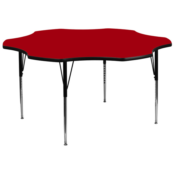 Wren 60'' Flower Red Thermal Laminate Activity Table - Standard Height Adjustable Legs