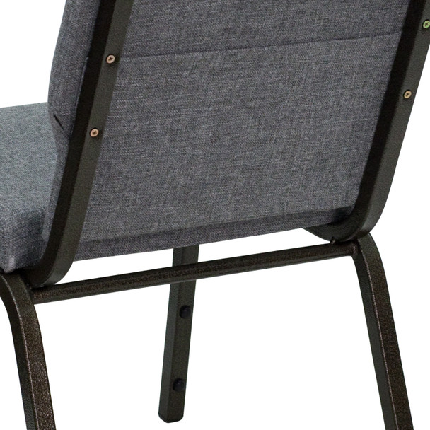 HERCULES Series 18.5''W Stacking Church Chair in Gray Fabric - Gold Vein Frame