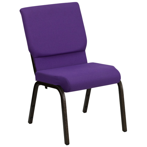 HERCULES Series 18.5''W Stacking Church Chair in Purple Fabric - Gold Vein Frame