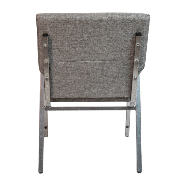 HERCULES Series 21"W Stacking Wood Accent Arm Church Chair in Gray Fabric - Silver Vein Frame