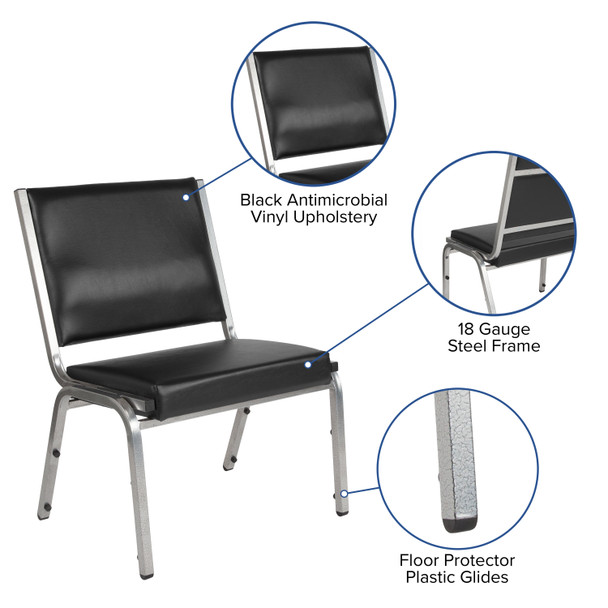 HERCULES Series 1000 lb. Rated Black Antimicrobial Vinyl Bariatric Medical Reception Chair