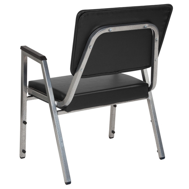 HERCULES Series 1000 lb. Rated Black Antimicrobial Vinyl Bariatric Medical Reception Arm Chair with 3/4 Panel Back