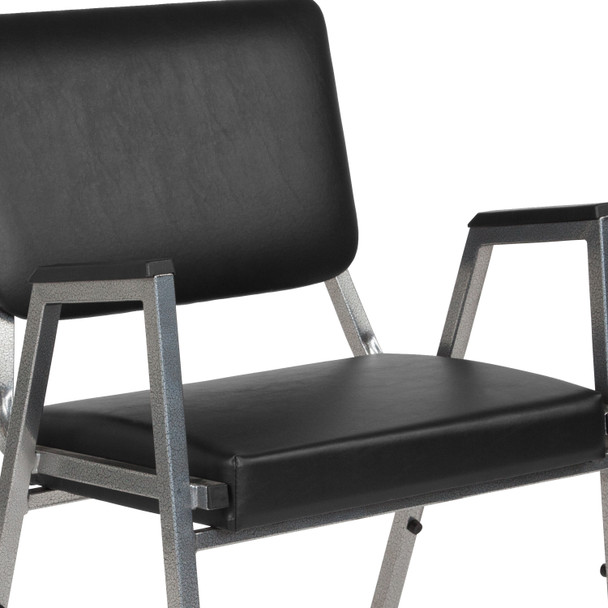 HERCULES Series 1000 lb. Rated Black Antimicrobial Vinyl Bariatric Medical Reception Arm Chair with 3/4 Panel Back