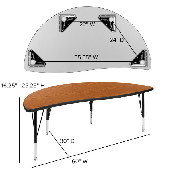 Emmy 86" Oval Wave Flexible Laminate Activity Table Set with 12" Student Stack Chairs, Oak/Black