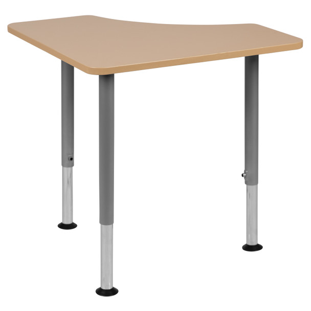 Billie Triangular Natural Collaborative Student Desk (Adjustable from 22.3" to 34") - Home and Classroom