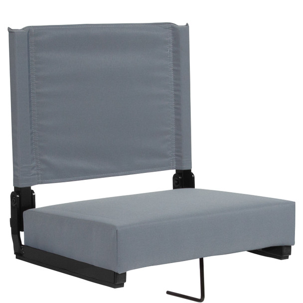 Grandstand Comfort Seats by Flash - 500 lb. Rated Lightweight Stadium Chair with Handle & Ultra-Padded Seat, Gray